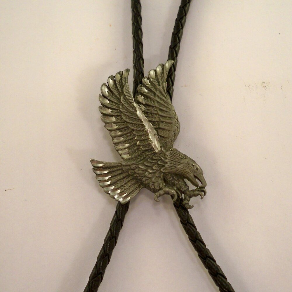 Western America Flying Eagle Pewter Bolo Tie